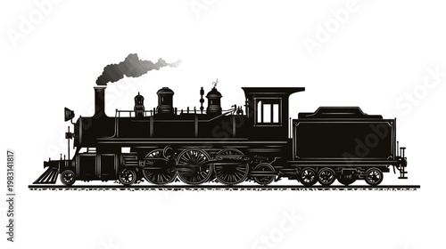 Vintage steam locomotive in motion on a railway track