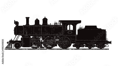 Vintage steam locomotive silhouette on white background (1)