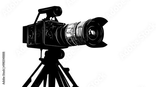 Vintage camera on tripod capturing a scenic view (3)