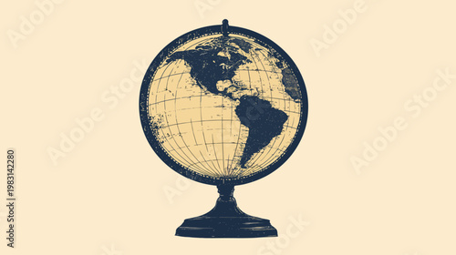 Vintage globe showcasing continents and oceans on display