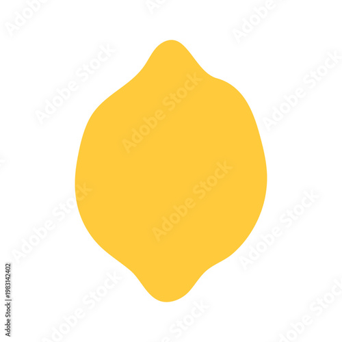 Minimalist flat vector illustration of a bright yellow lemon fruit, simple organic shape design for food and healthy eating concept