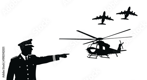 Air Traffic Controller Directs Helicopter and Airplanes