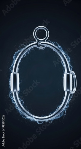 Futuristic metallic headphones with glowing blue energy on a dark background