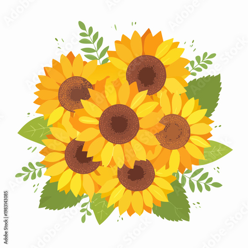 Sommerlicher Sonnenblumenstrauß