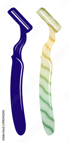 Two colorful razors side by side for personal grooming