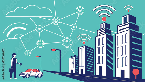 city smart network data connection illustration