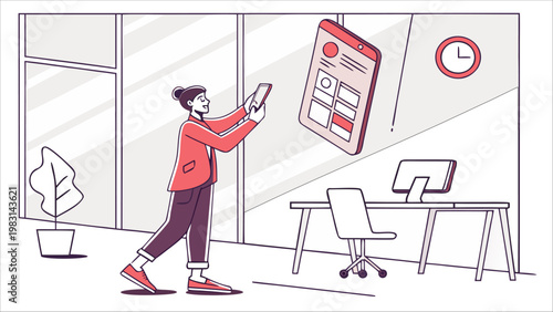 person using smartphone app interface vector