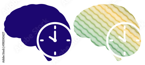 Brain with clock symbolizing time and cognitive function
