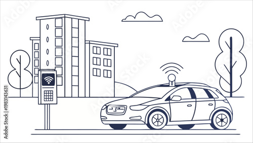 self driving car connected smart transport vector
