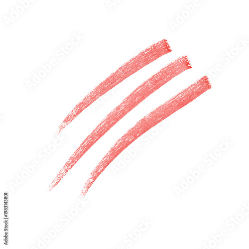 Red hand drawn scratch marks isolated on white background
