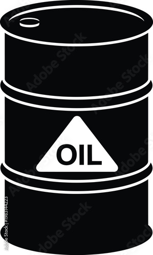Oil barrel silhouette vector isolated on white