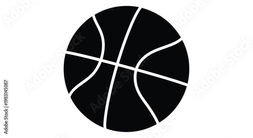 A black basketball on a white background simple sports illustration