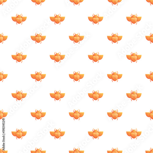 Golden scarab beetles creating a seamless repeating pattern on a white background