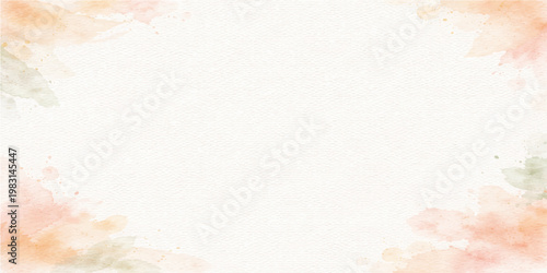 Soft watercolor textures, delicate patterns gracefully edge a blank space, offering an airy and refined backdrop for creative projects, this image captures the subtlety of watercolor artistry.