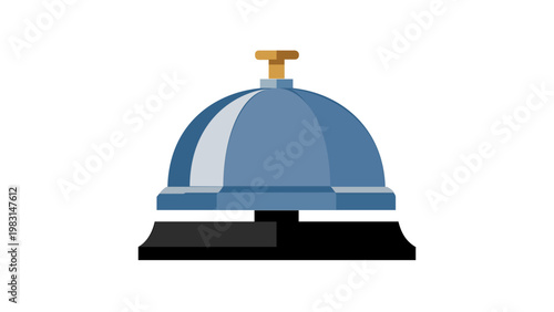 Professional silver concierge bell vector icon illustration on a black base with a gold ringer button. Ideal for hotel reception, hospitality management, customer service desk, and travel apps.