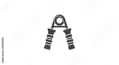 Minimalist vector graphic illustration of a hand grip strengthener tool used for physical therapy and fitness training exercises to improve forearm muscle strength and power