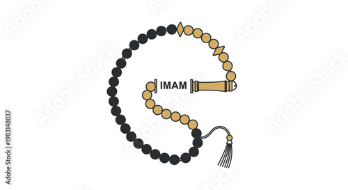 Islamic prayer beads on white background concept for religious themes