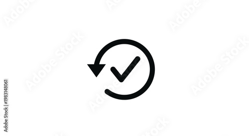 Circular check mark icon concept of approved process or validation
