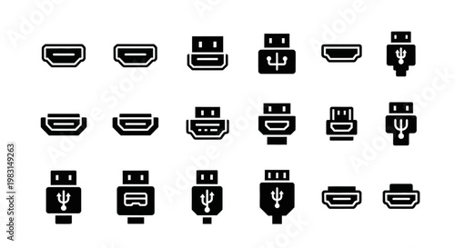 Industrial drum icons, black and white drum set, cylindrical container symbols, industrial equipment illustrations