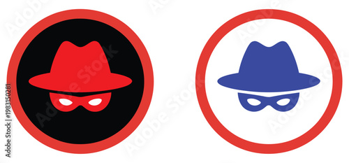 Incognito icon anonymous icon vector illustration, modern line and flat style privacy symbol representing stealth mode, hidden user, and secure browsing