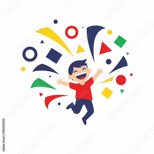 Joyful Child Celebrating with Colorful Confetti.