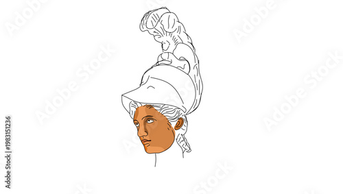 Athena portrait, flat vector illustration