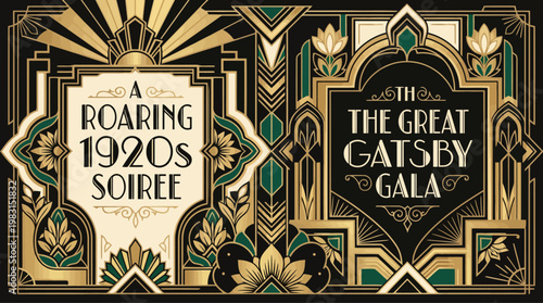 Art Deco invitation design in a luxurious 1920s vintage