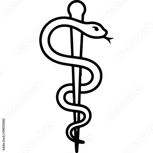 The caduceus symbol commonly associated with medicine and healthcare professions