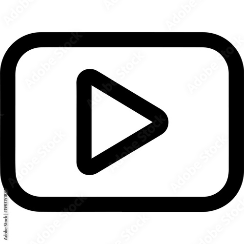 Play button icon within a rounded rectangular frame for media playback