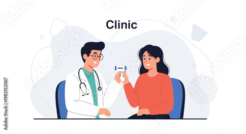 Doctor with thermometer examining patient in clinic, healthcare concept