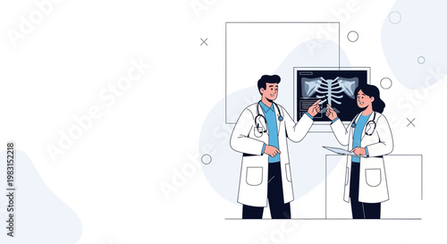 Doctors Analyzing X-ray Image Together, Medical Consultation