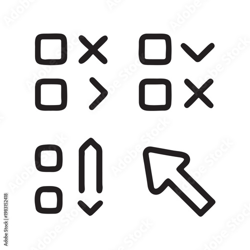 Pixel-perfect icon set, editable stroke, scalable vector, UI/UX kit, black on white