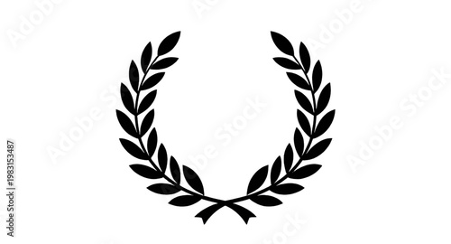 laurel, wreath, icon, award, badge, emblem, success, victory, honor, prize, black, design, decorative, logo, royal, prestige, award badge