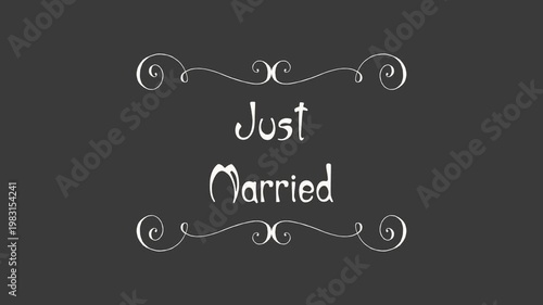 Just Married – Elegant Swirl Frame Wedding Title (Alpha Channel)	