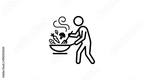 Cooking Icon Chef Stirring Vegetables