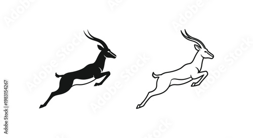 Graceful Antelope Silhouettes: Stylish Prints for Modern Decor Vector