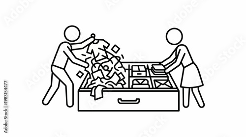 People Packing and Organizing a Drawer with Clothes