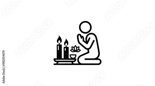 Icon of a Person Praying with Candles