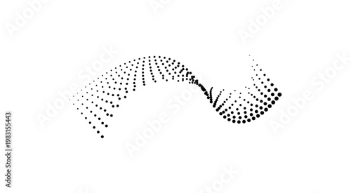 Dotted halftone waves png vector design with fluid motion. Liquid wave shape builds from gradient dots forming smooth curve. Abstract modern tech background energy flow. 