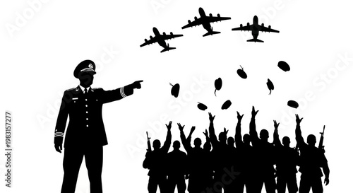 Military Commander Directs Airdrop Over Cheering Crowd