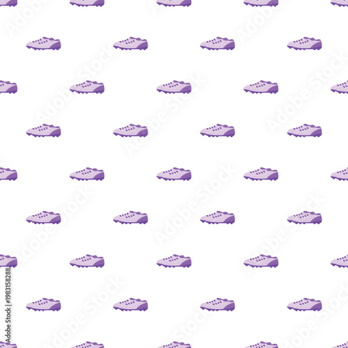 Purple football boots repeating pattern on white background
