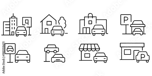 Document and building icons representing services