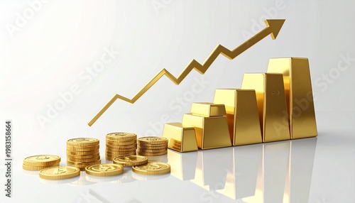 business graph with golden coins