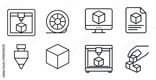 3d printer components displayed as icons
