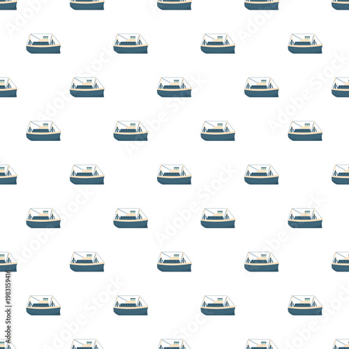 Fishing boat design creating a repeating pattern for marine themes and backgrounds