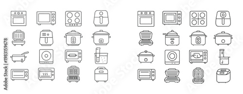 Kitchen appliance icons showing small home cooking devices