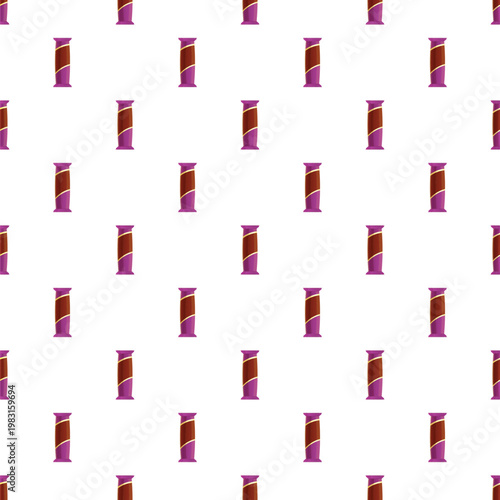Repeating pattern of snack bars wrapped in purple and brown foil
