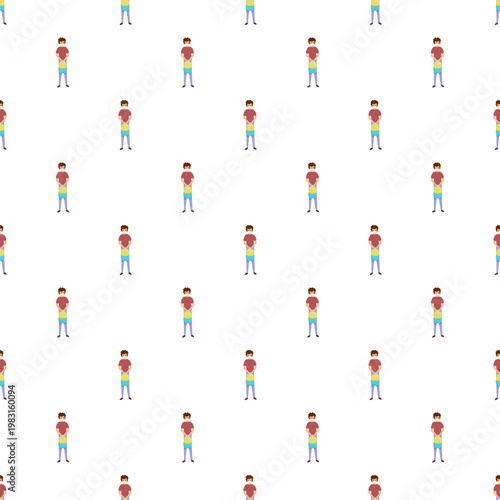 Man character standing with arms crossed creating a seamless pattern