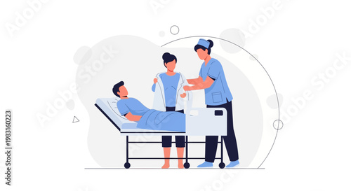 Medical Team Caring for Patient in Hospital Bed