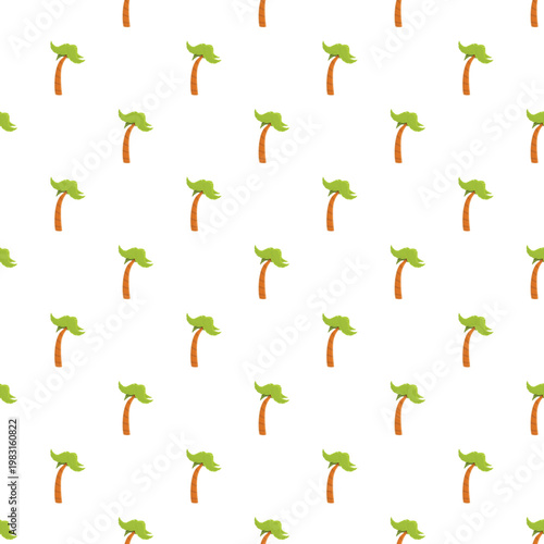 Cartoon palm trees creating a repeating seamless tropical pattern on a white background